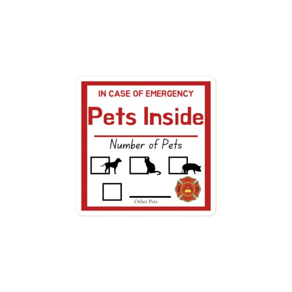 "In Case Of Emergency:  Pets Inside" Emergency Kit Stickers