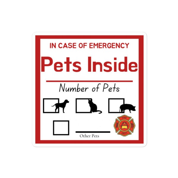 "In Case Of Emergency:  Pets Inside" Emergency Kit Stickers - Image 2