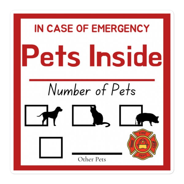 "In Case Of Emergency:  Pets Inside" Emergency Kit Stickers - Image 3